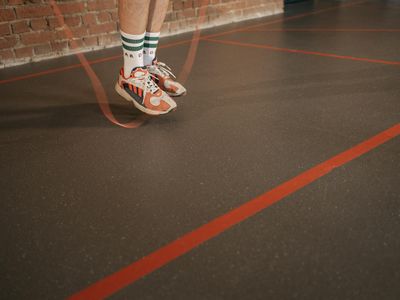 Motion blur of a person jumping rope